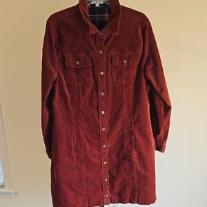 NorthStyle Burgundy Corduroy Snap Long Coat Size:XL